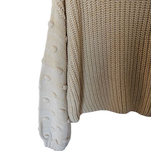 Moon and Madison Chunky Knit Polka Dot Balloon Sleeved‎ Ivory Sweater M Medium - Picture 10 of 10